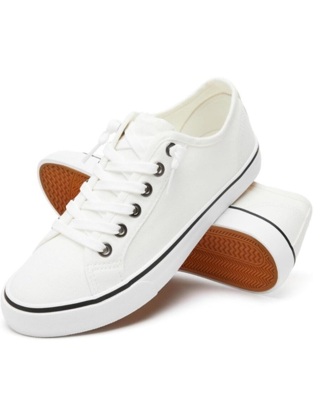 🆕Women's White Slip On Non Slip Casual Lace Up Canvas Low Top Fashion Sneakers
